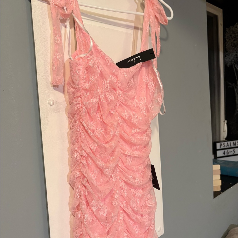 Lulu's Pink Lace Mini Dress